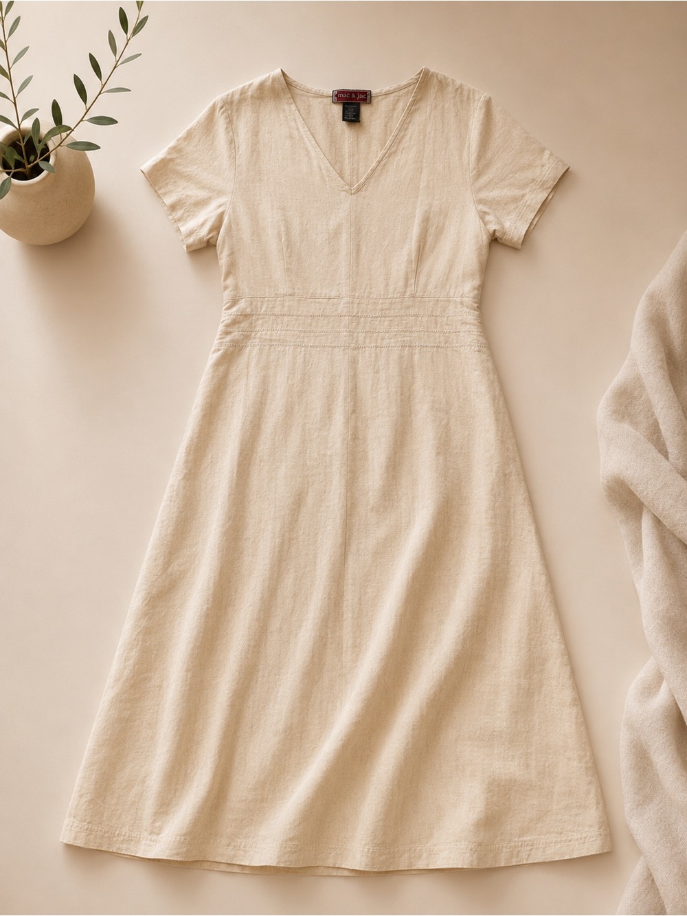 Mac & Jac 100% Linen Creamy yellow Maxi Dress | Minimalist Summer Dress